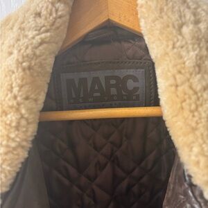 Marc New York Men's Brown Bomber Jacket with Cream Collar